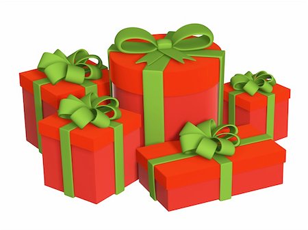 simsearch:400-06080917,k - Five boxes with gifts, fastened by tapes. Object over white Stock Photo - Budget Royalty-Free & Subscription, Code: 400-04628004