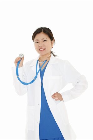 simsearch:400-05172792,k - Beautiful Asian doctor or nurse on a white background Foto de stock - Royalty-Free Super Valor e Assinatura, Número: 400-04628304