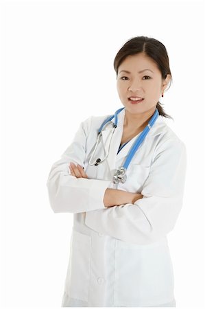 simsearch:400-05172792,k - Beautiful Asian doctor or nurse on a white background Foto de stock - Royalty-Free Super Valor e Assinatura, Número: 400-04628306