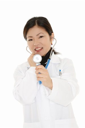 simsearch:400-05172792,k - Beautiful Asian doctor or nurse on a white background Foto de stock - Royalty-Free Super Valor e Assinatura, Número: 400-04628301
