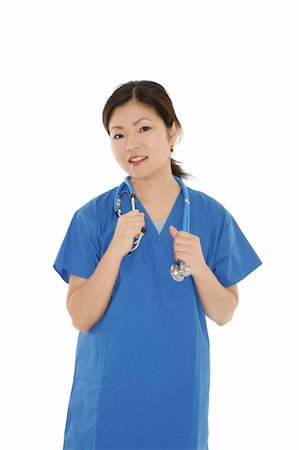 simsearch:400-05172792,k - Beautiful Asian doctor or nurse on a white background Foto de stock - Royalty-Free Super Valor e Assinatura, Número: 400-04628302
