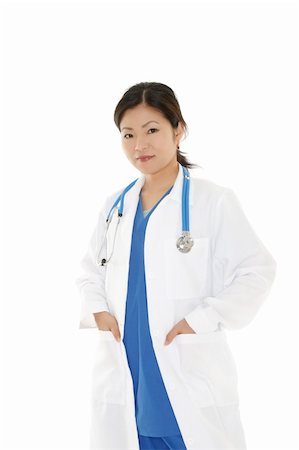simsearch:400-05172792,k - Beautiful Asian doctor or nurse on a white background Foto de stock - Royalty-Free Super Valor e Assinatura, Número: 400-04628303