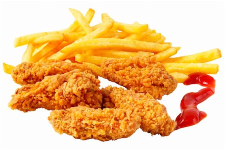 simsearch:400-08372466,k - Roasted chicken wings and French fries isolated over white background Foto de stock - Super Valor sin royalties y Suscripción, Código: 400-04628391