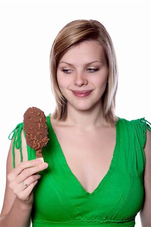 simsearch:400-07920877,k - bright picture of lovely girl in a green dress with ice cream, isolated on white Stock Photo - Budget Royalty-Free & Subscription, Code: 400-04628431