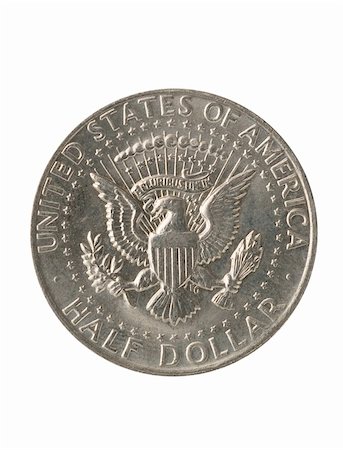 simsearch:614-00397700,k - Half dollar coin, on white background, with clipping path. Foto de stock - Super Valor sin royalties y Suscripción, Código: 400-04628455