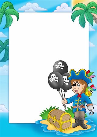 sandy hook - Frame with pirate boy - color illustration. Stock Photo - Budget Royalty-Free & Subscription, Code: 400-04628692
