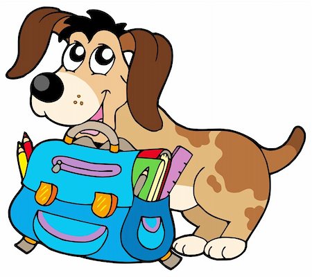simsearch:400-04035033,k - Dog with school bag - vector illustration. Photographie de stock - Aubaine LD & Abonnement, Code: 400-04628760