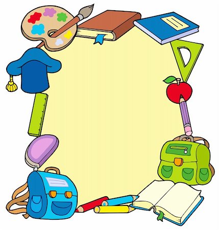 simsearch:400-05740537,k - Frame from school objects - vector illustration. Foto de stock - Royalty-Free Super Valor e Assinatura, Número: 400-04628762