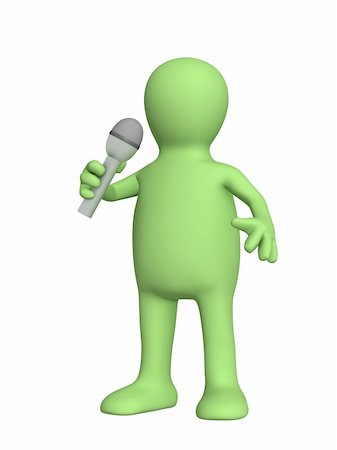 simsearch:400-05050679,k - 3d puppet, singing with a microphone - over white Stock Photo - Budget Royalty-Free & Subscription, Code: 400-04629049