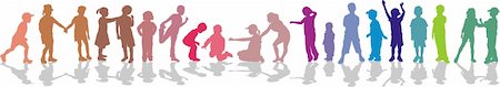 Children in line silhouette, color isolated vector Photographie de stock - Aubaine LD & Abonnement, Code: 400-04629122