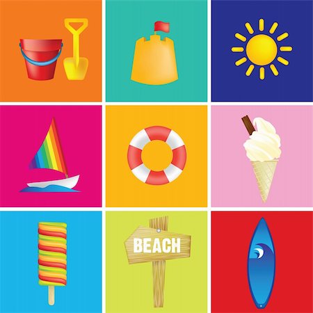 illustration of a beach or seaside holiday or vacation Stock Photo - Budget Royalty-Free & Subscription, Code: 400-04629142