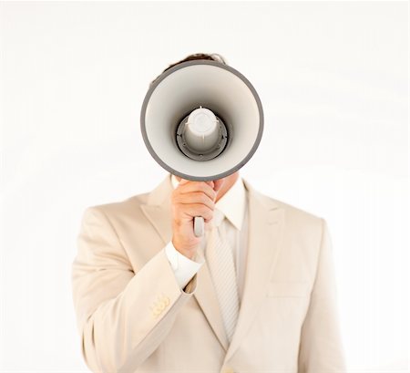 simsearch:400-04126489,k - Senior Caucasian businessman manager using a megaphone Stock Photo - Budget Royalty-Free & Subscription, Code: 400-04629316