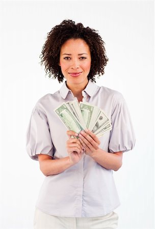 simsearch:400-05156727,k - Brunette businesswoman showing dollars to the camera Foto de stock - Super Valor sin royalties y Suscripción, Código: 400-04629327