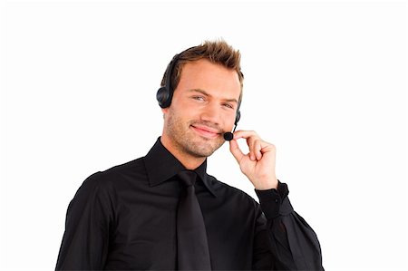 simsearch:400-04129170,k - Confident customer service representative man smiling at the camera Fotografie stock - Microstock e Abbonamento, Codice: 400-04629322