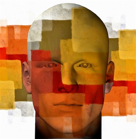 pop art painting - Male portrait and abstract geometric pattern. 3d digitally created illustration. Stock Photo - Budget Royalty-Free & Subscription, Code: 400-04629466