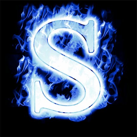 Burning Letter with Cold Blue flames - Ice Flame Alphabet Stock Photo - Budget Royalty-Free & Subscription, Code: 400-04629999