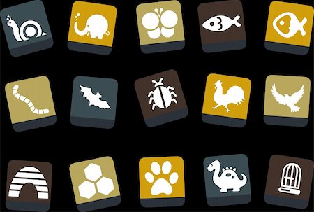 Vector icons pack - Yellow-Brown-Blue Series, animals collection Stock Photo - Budget Royalty-Free & Subscription, Code: 400-04620137