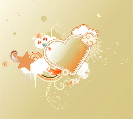 simsearch:400-04620351,k - Vector illustration of Valentines abstract background with heart shape and floral decoration elements Stock Photo - Budget Royalty-Free & Subscription, Code: 400-04620355