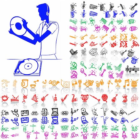 Set of music sketches. Part 9. Isolated groups and layers. Global colors. Stock Photo - Budget Royalty-Free & Subscription, Code: 400-04620369
