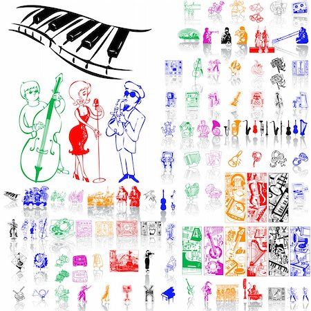 funky old lady - Set of music sketches. Part 1. Isolated groups and layers. Global colors. Stock Photo - Budget Royalty-Free & Subscription, Code: 400-04620361