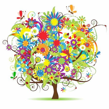 simsearch:400-05246721,k - Floral tree beautiful Stockbilder - Microstock & Abonnement, Bildnummer: 400-04620442