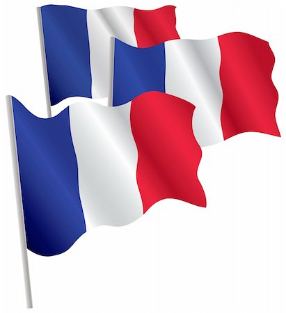 simsearch:400-04620875,k - France 3d flag. Vector illustration. Isolated on white. Stock Photo - Budget Royalty-Free & Subscription, Code: 400-04620536