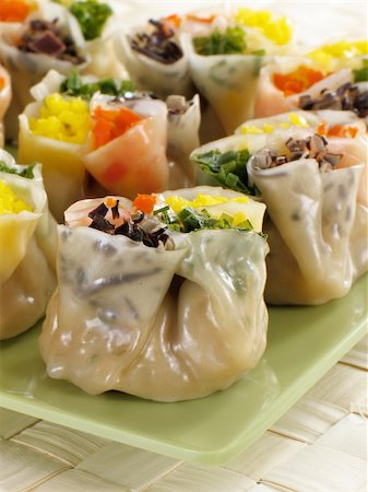 simsearch:400-04025064,k - This siu mai is specially wrapped to feature four colorful fillings: mushrooms, green onions, eggs, and red bell pepper. Stock Photo - Budget Royalty-Free & Subscription, Code: 400-04620545