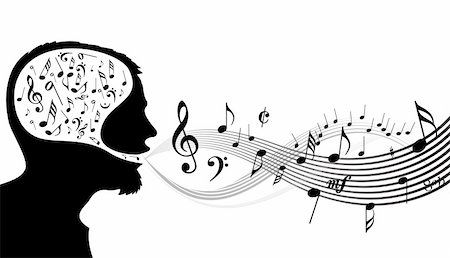 rock music clip art - Music theme - head of the singer on white background Stock Photo - Budget Royalty-Free & Subscription, Code: 400-04620600