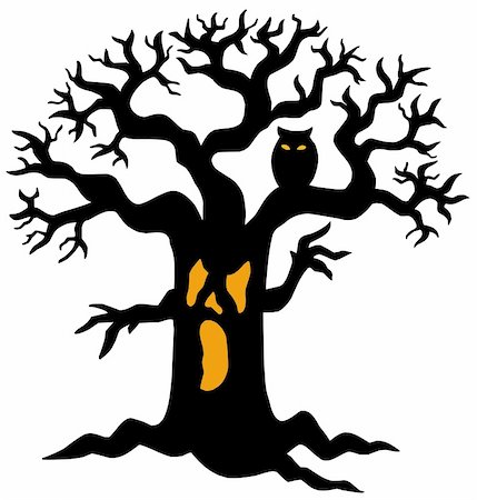 Spooky tree silhouette - vector illustration. Stock Photo - Budget Royalty-Free & Subscription, Code: 400-04620851