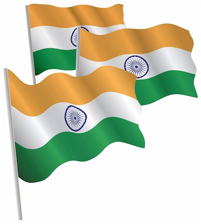 India 3d flag. Vector illustration. Isolated on white. Stock Photo - Budget Royalty-Free & Subscription, Code: 400-04620874