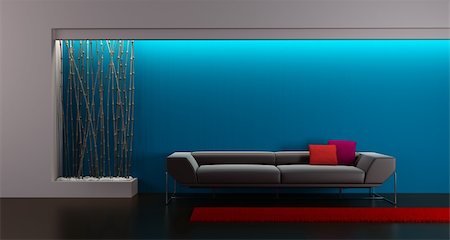 simsearch:400-08095797,k - 3d rendering of modern lounge room Foto de stock - Super Valor sin royalties y Suscripción, Código: 400-04621059