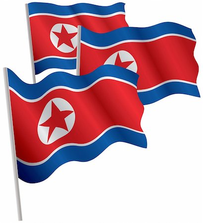 North Korea 3d flag. Vector illustration. Isolated on white. Stock Photo - Budget Royalty-Free & Subscription, Code: 400-04621301