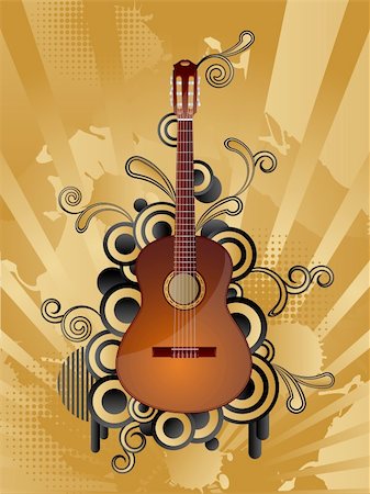 simsearch:400-05164273,k - Abstract vector retro background with the guitar. Stock Photo - Budget Royalty-Free & Subscription, Code: 400-04621315