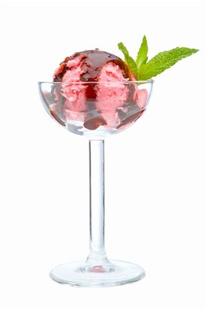 simsearch:400-04295237,k - Delicious raspberries ice cream with syrup in glass. Shallow depth of field Stock Photo - Budget Royalty-Free & Subscription, Code: 400-04621373