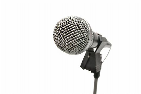 simsearch:400-04304525,k - Microphone on a stand isolated on white background Foto de stock - Super Valor sin royalties y Suscripción, Código: 400-04621390