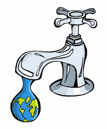 dripping faucet - Leaking faucet the earth planet shaped drop Stock Photo - Budget Royalty-Free & Subscription, Code: 400-04621694