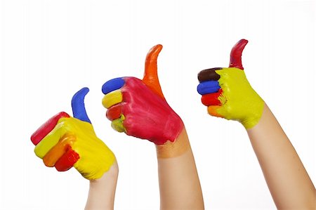 simsearch:400-04775272,k - 3 hands painted vividly showing thumbs up Photographie de stock - Aubaine LD & Abonnement, Code: 400-04621698