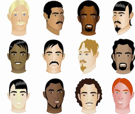 simsearch:400-04349663,k - Twelve different Men of different races and cultures with or without colorful background, see my other illustrations. Diversity Stock Photo - Budget Royalty-Free & Subscription, Code: 400-04621721