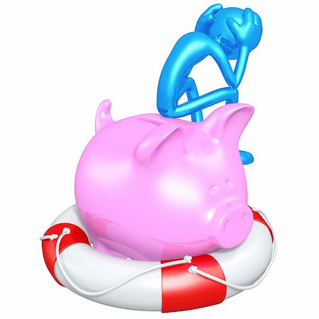 simsearch:640-02776279,k - Lifebuoy Piggy Bank Concept And Presentation Figure In 3D Fotografie stock - Microstock e Abbonamento, Codice: 400-04622159