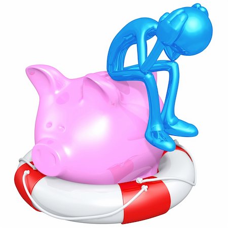 simsearch:640-02776279,k - Lifebuoy Piggy Bank Concept And Presentation Figure In 3D Fotografie stock - Microstock e Abbonamento, Codice: 400-04622160