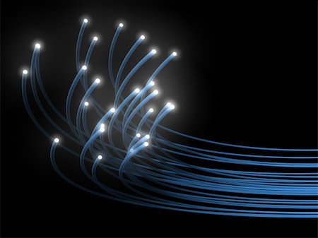 Bunch of the blue optical fibers dynamic flying from deep on black background Stock Photo - Budget Royalty-Free & Subscription, Code: 400-04622216