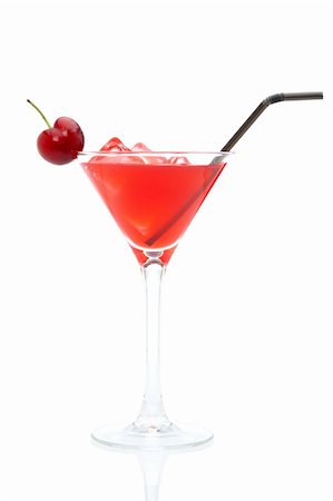 simsearch:400-04046933,k - A glass of fresh strawberry cocktail with cherry isolated on white background Foto de stock - Super Valor sin royalties y Suscripción, Código: 400-04622355