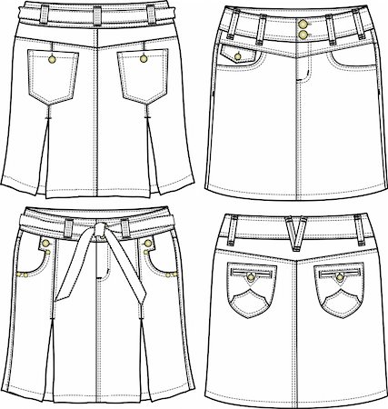 dress production sketch - lady denim skirt Stock Photo - Budget Royalty-Free & Subscription, Code: 400-04622497