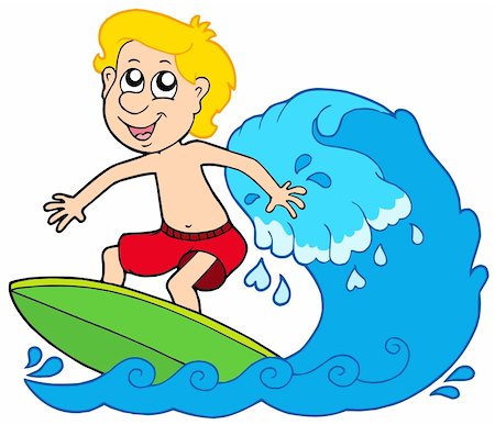 Cartoon surfer boy - vector illustration. Stock Photo - Budget Royalty-Free & Subscription, Code: 400-04622626