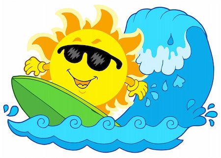 Surfing Sun on white background - vector illustration. Stock Photo - Budget Royalty-Free & Subscription, Code: 400-04622629