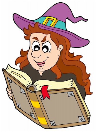 simsearch:400-04133143,k - Wizard girl reading magic book - vector illustration. Stock Photo - Budget Royalty-Free & Subscription, Code: 400-04622632