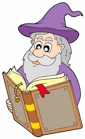 simsearch:400-05673575,k - Wizard reading magic book - vector illustration. Stockbilder - Microstock & Abonnement, Bildnummer: 400-04622633