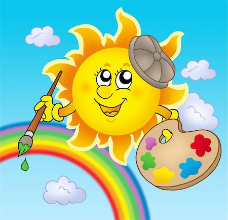 simsearch:400-04531867,k - Sun artist with rainbow - color illustration. Stock Photo - Budget Royalty-Free & Subscription, Code: 400-04622642