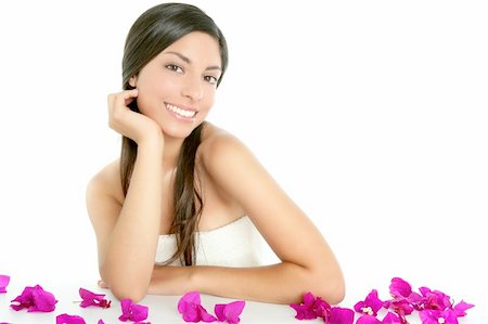 Beautiful indian woman portrait with boungainvilleas flowers over white Stock Photo - Budget Royalty-Free & Subscription, Code: 400-04623428