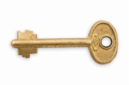 simsearch:400-05208356,k - Old bronze key isolated on white background, clipping path. Foto de stock - Super Valor sin royalties y Suscripción, Código: 400-04623664